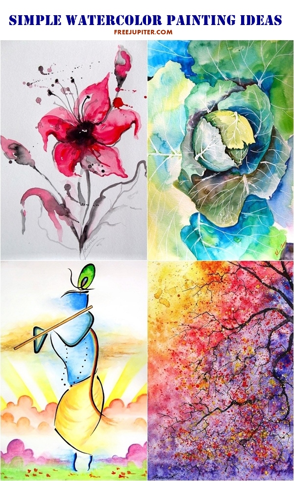80 Simple Watercolor Painting Ideas free jupiter