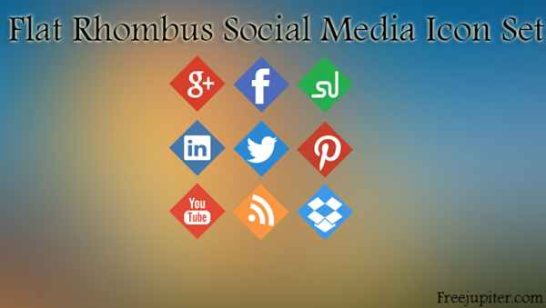 Flat Rhombus Social Media Icons