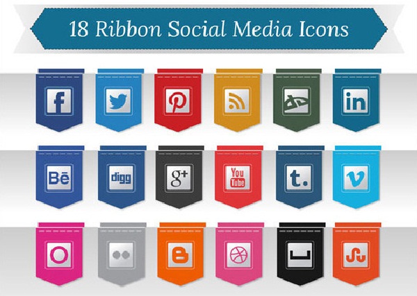 Free Ribbon Social Media Icons PNG