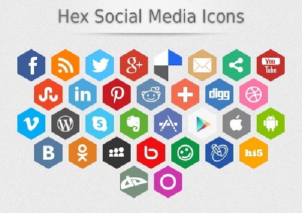 Hex Social Media Icons