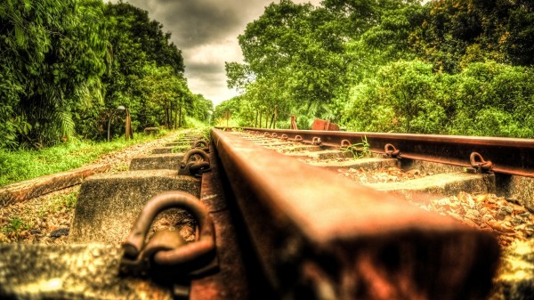 View Of Rusted Aboned Rail Tracks Hdr HD Desktop Background
