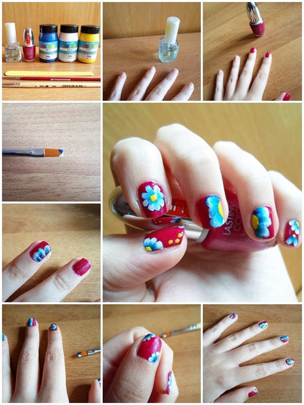 diy flower nail art design 2