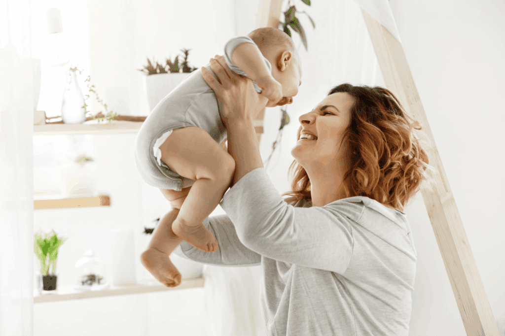mother holding child