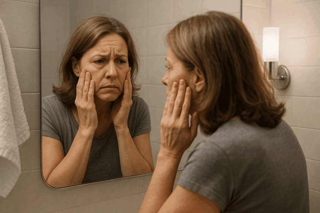woman unhappy with appearance and wanting to look younger