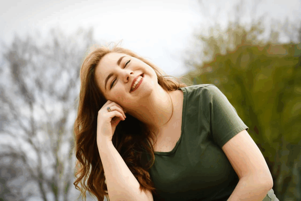 woman experiencing happiness outside