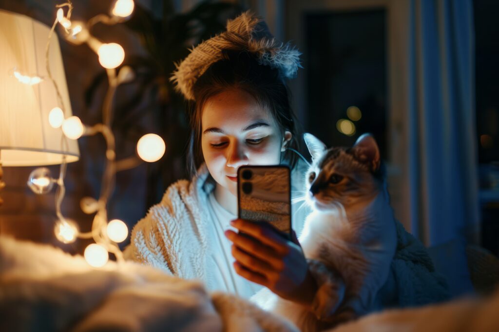 woman with cat